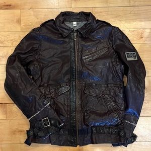 Practically NEW; Mens DIESEL ‘LETRIC’ Leather  jacket; Motorcycle style, SIZE L